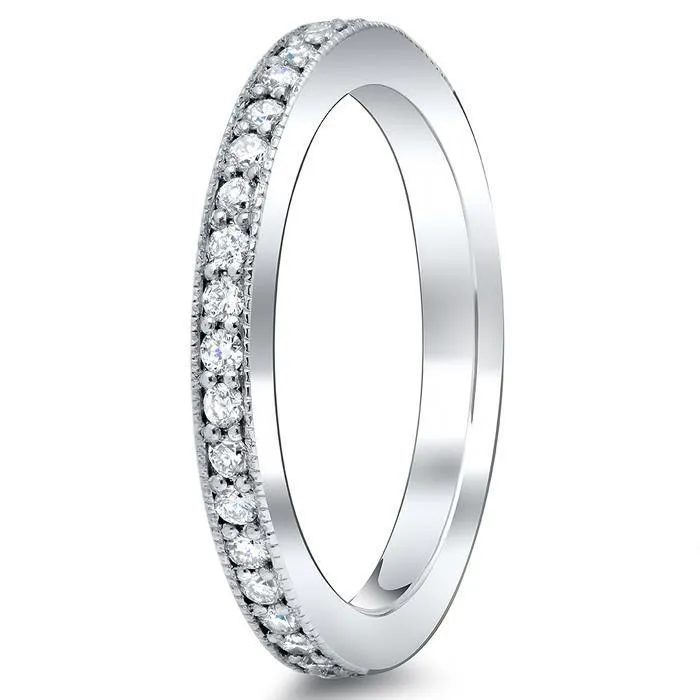 0.50 cttw Single Row Pave Set Milgrain Diamond Eternity Band