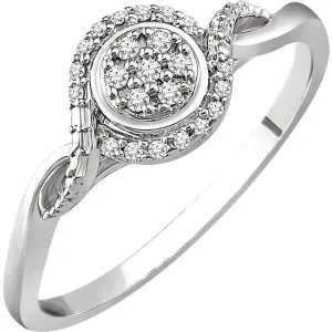 10KT WHITE GOLD 1/10 CTW ROUND DIAMOND CLUSTER PROMISE RING