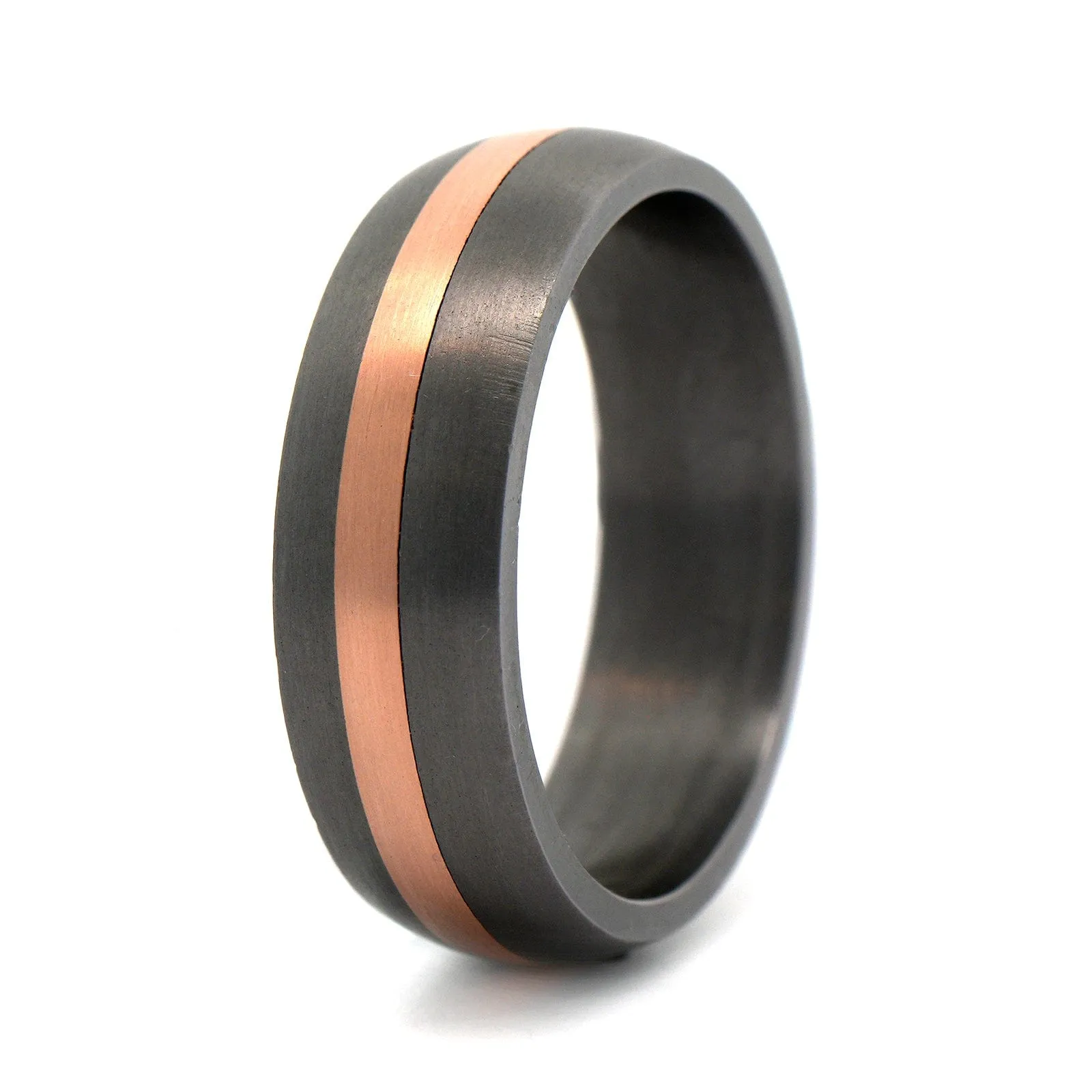 14K Rose Gold Center Brushed Tantalum Band