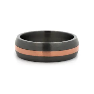 14K Rose Gold Center Brushed Tantalum Band