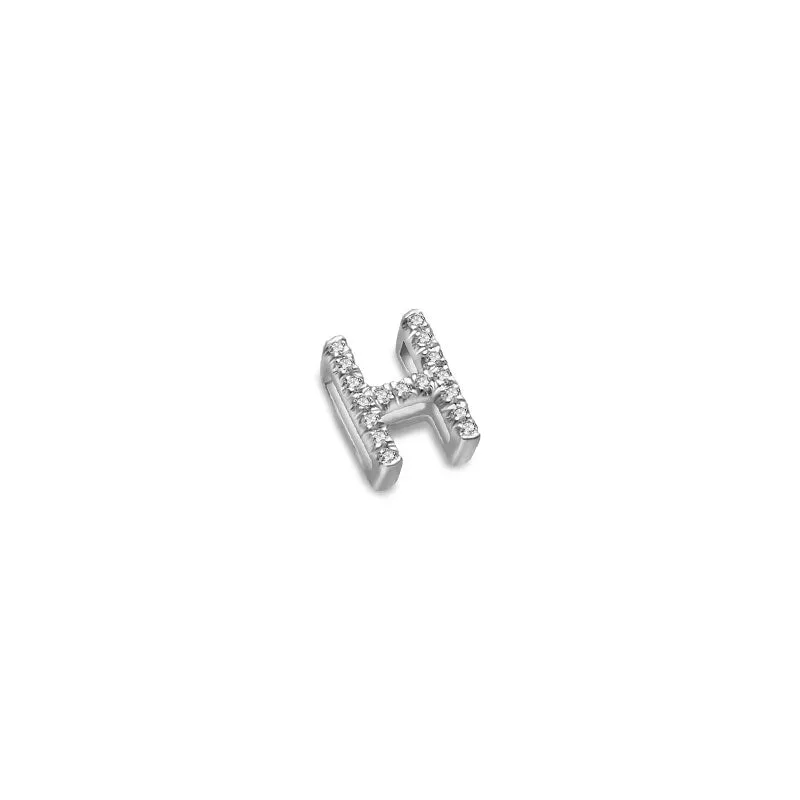18k Gold Initial Letter "H" Diamond Pandent   Necklace
