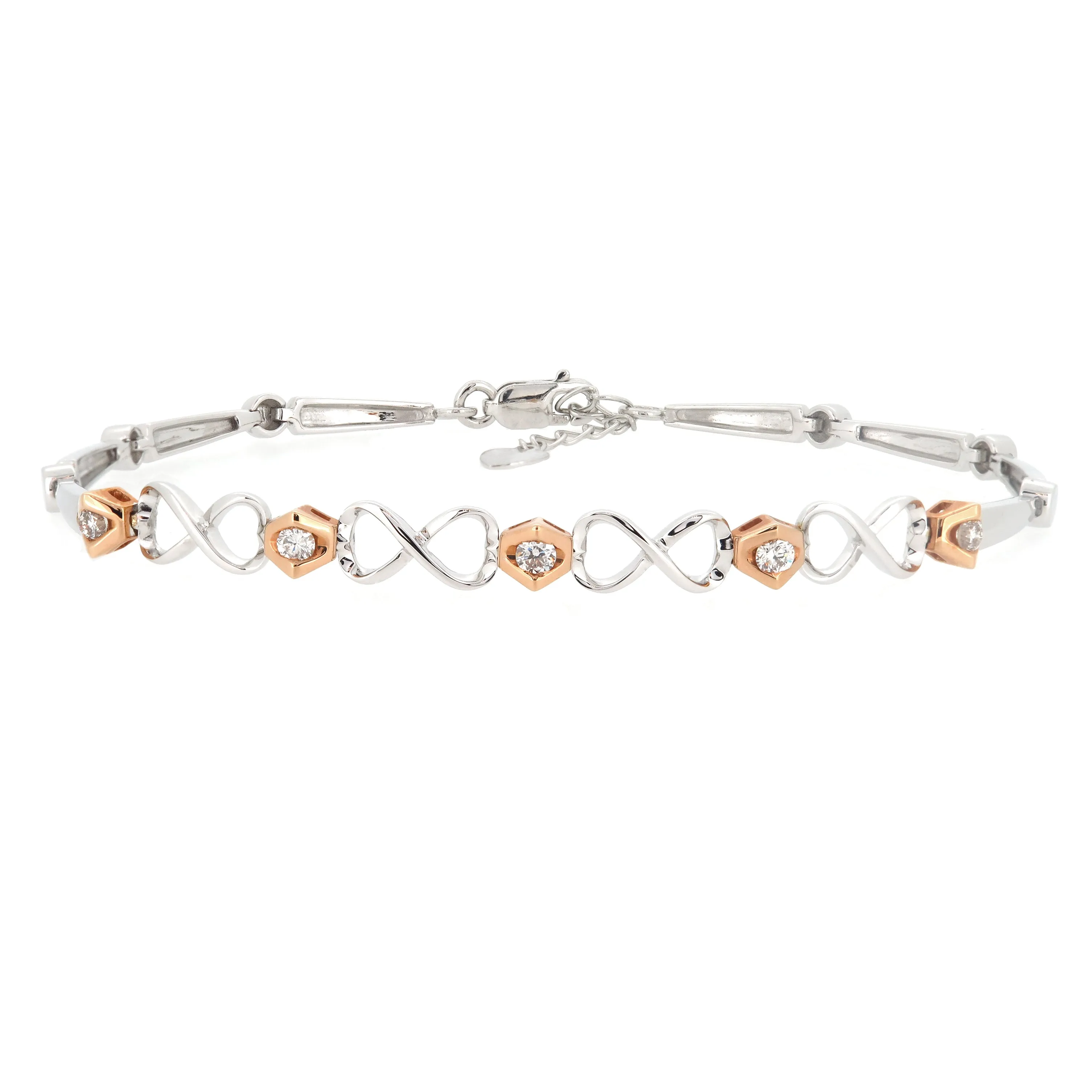 18K Rose & White Gold Diamond Bracelet | 18K 玫瑰金及白金钻石手链