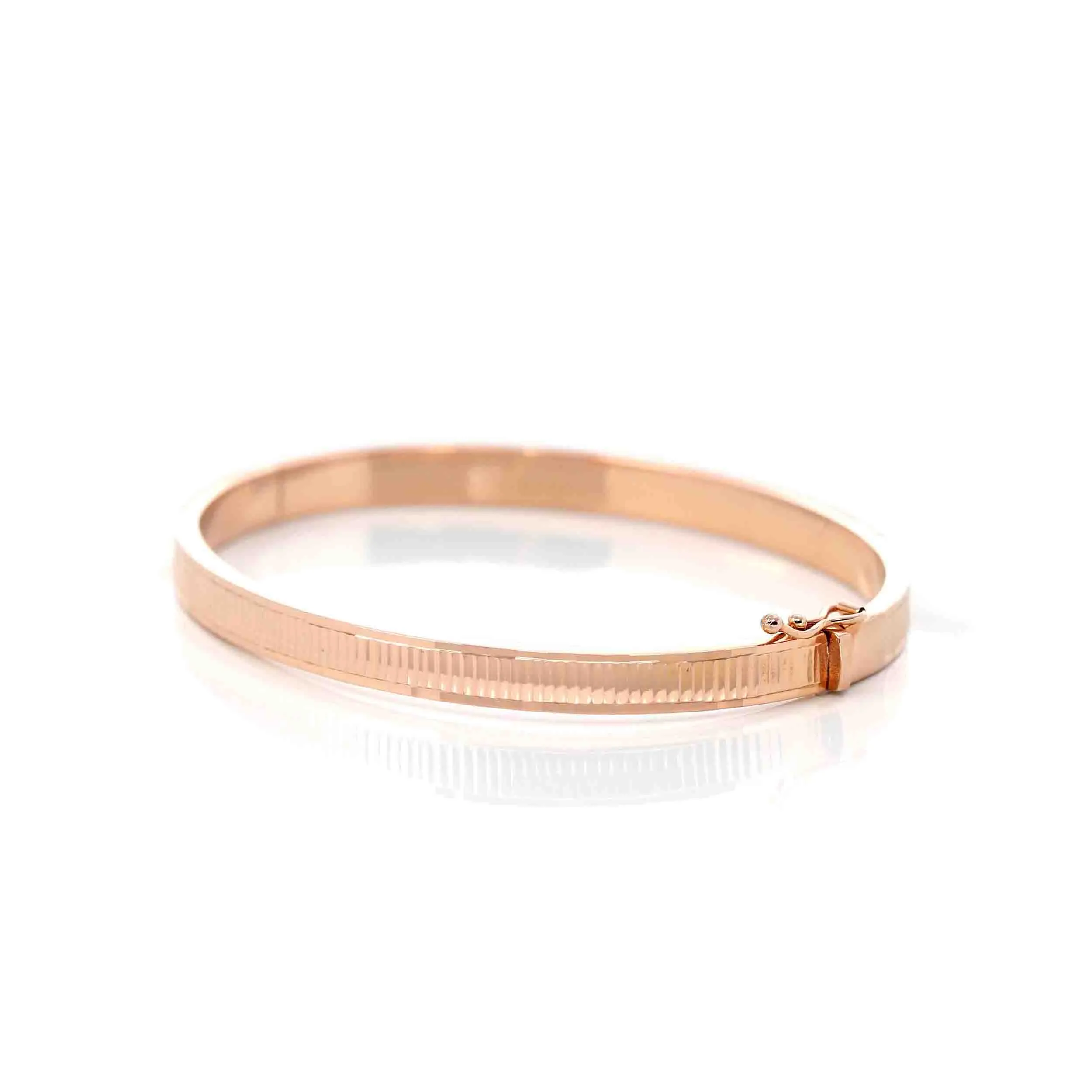 18k Rose Gold Oval Wide Bangle Bracelet ( 7 in )