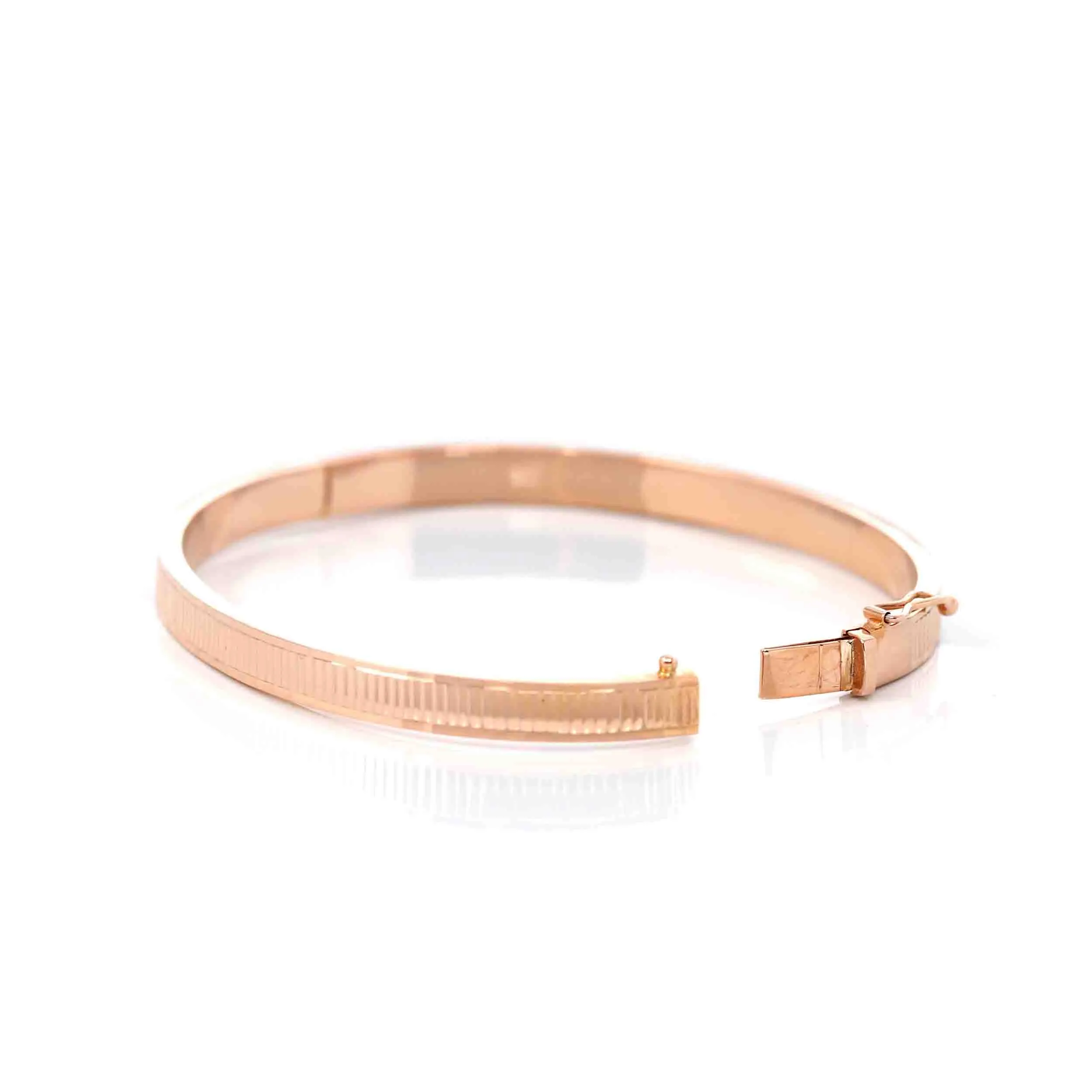 18k Rose Gold Oval Wide Bangle Bracelet ( 7 in )