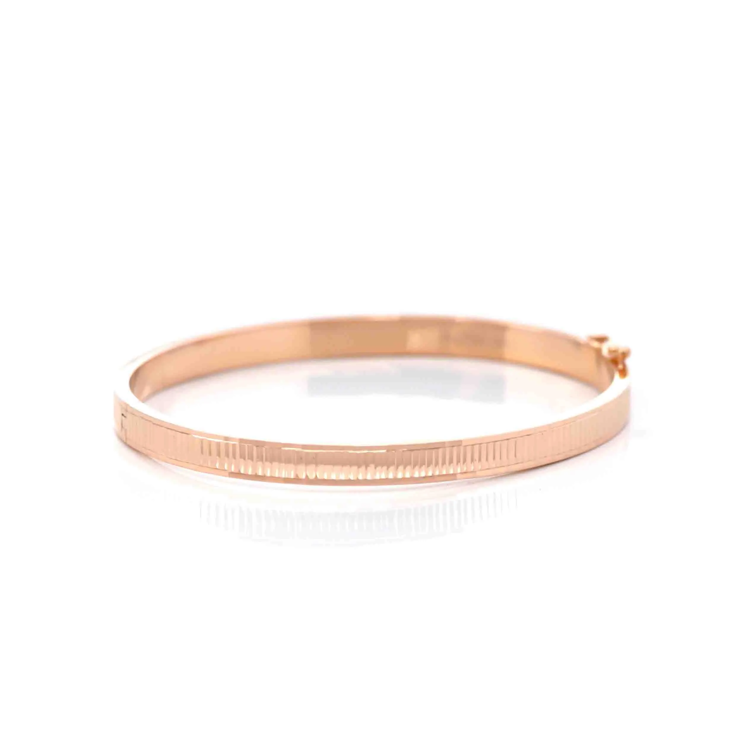 18k Rose Gold Oval Wide Bangle Bracelet ( 7 in )