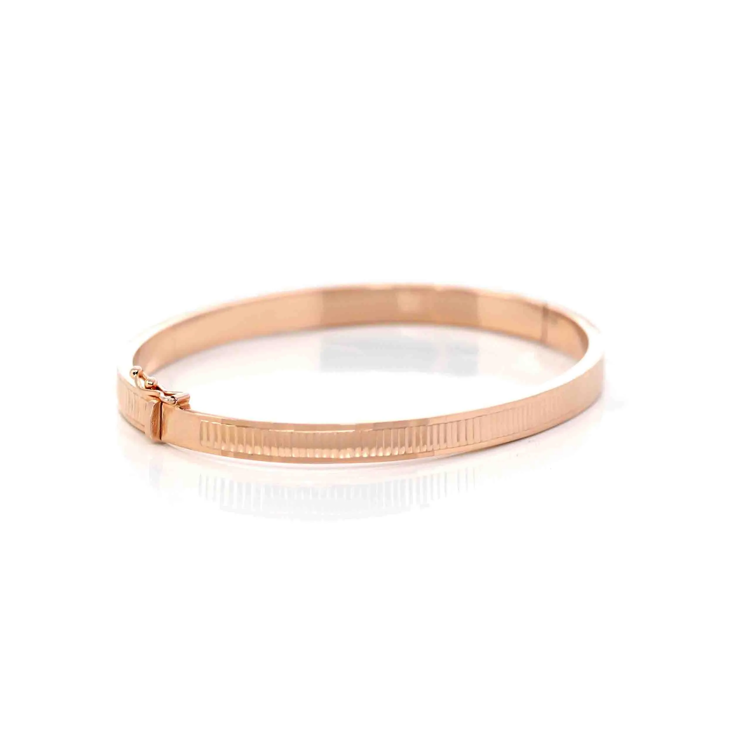 18k Rose Gold Oval Wide Bangle Bracelet ( 7 in )