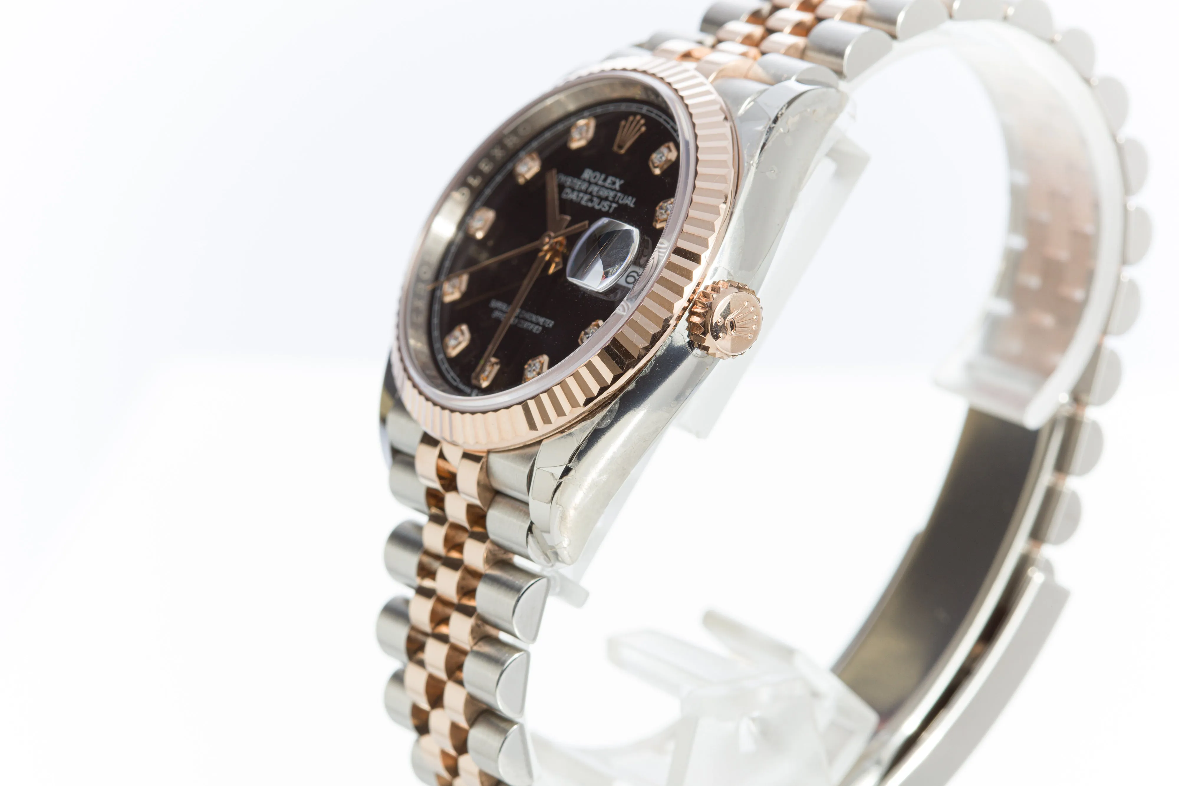 2019 Rolex 18k Rose Gold/St DateJust 126231 Black Diamond Dial with Box, Card, Booklets, & Hangtags