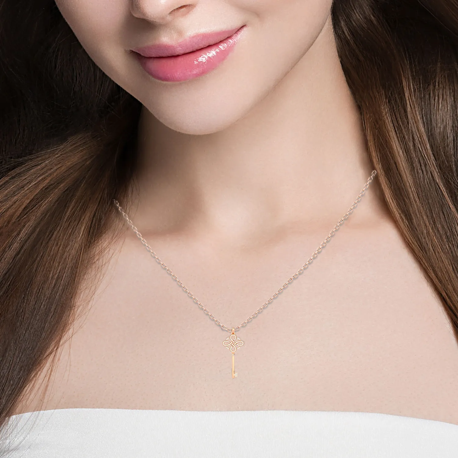 3/8  ctw Round Lab Grown Diamond Key Pendant