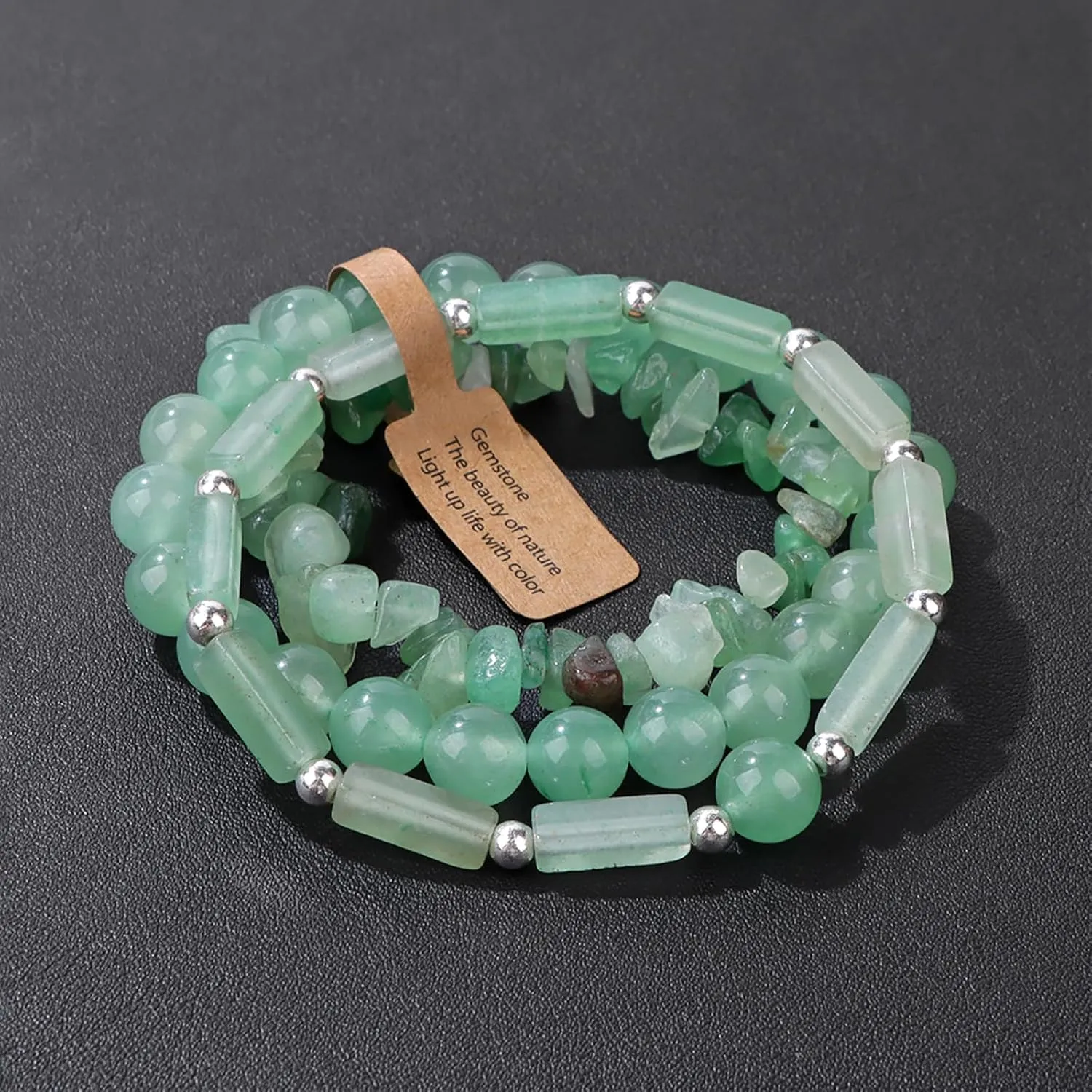 3Pcs Natural Stone Bracelets for Women 8mm Crystal Beaded Bracelets Handmade Stretch Bracelet Healing Crystal Jewelry for Women