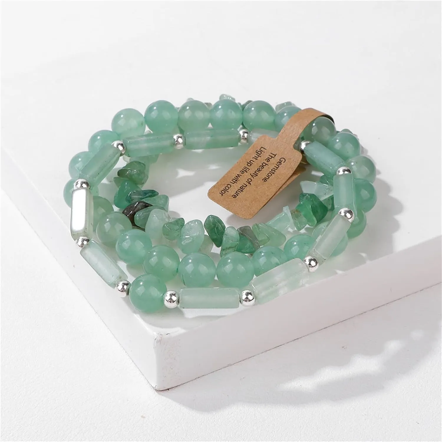 3Pcs Natural Stone Bracelets for Women 8mm Crystal Beaded Bracelets Handmade Stretch Bracelet Healing Crystal Jewelry for Women