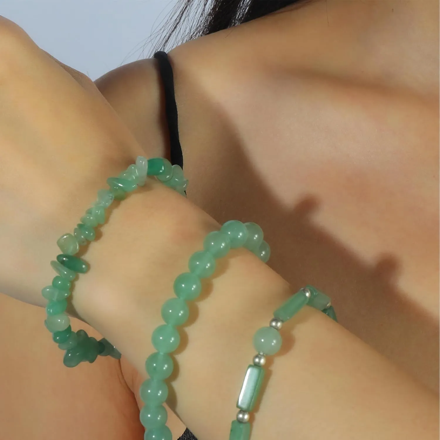 3Pcs Natural Stone Bracelets for Women 8mm Crystal Beaded Bracelets Handmade Stretch Bracelet Healing Crystal Jewelry for Women