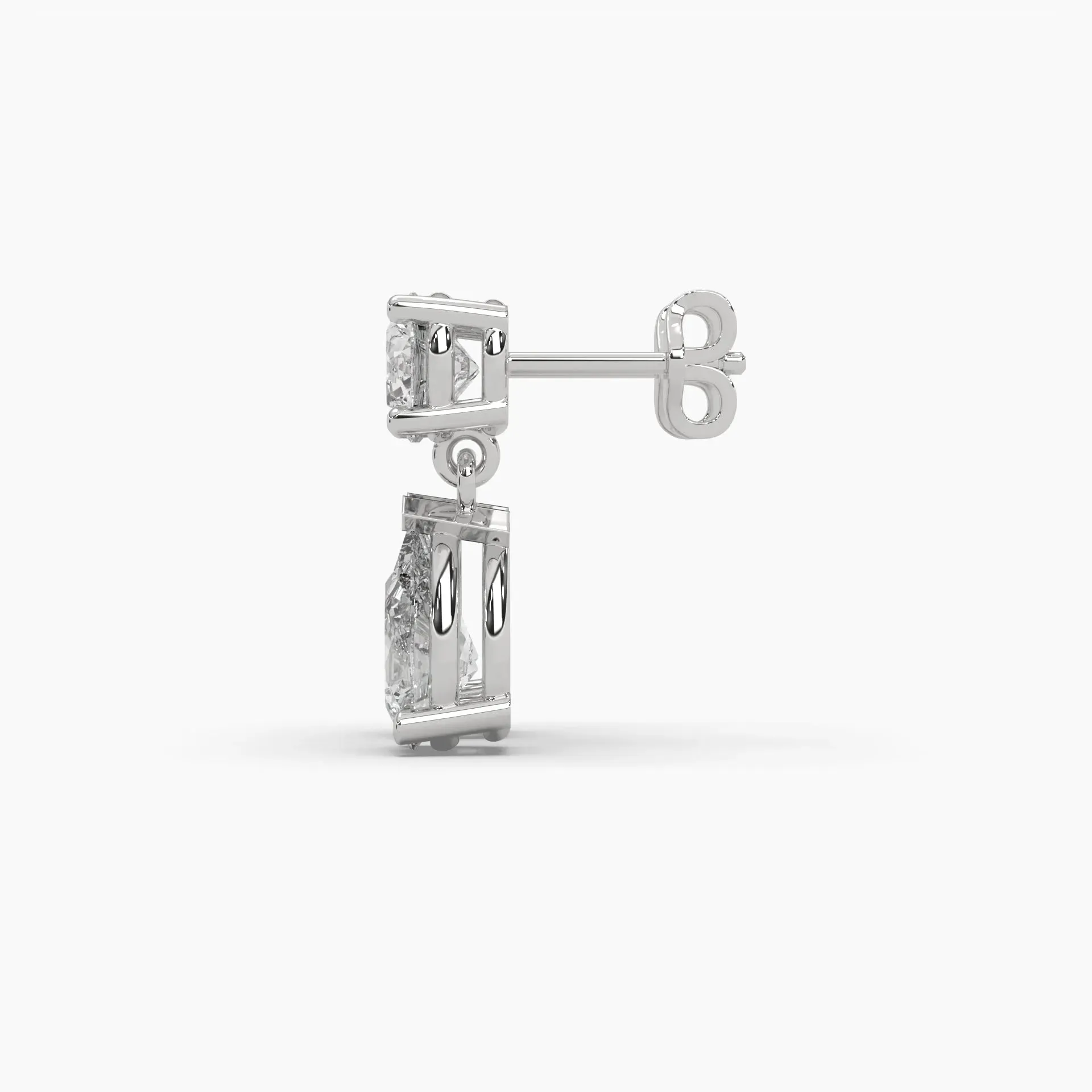 5ct Round and Pear Lab Grown Diamond Drop Earrings | Push Back Stud Earrings | 14k Gold