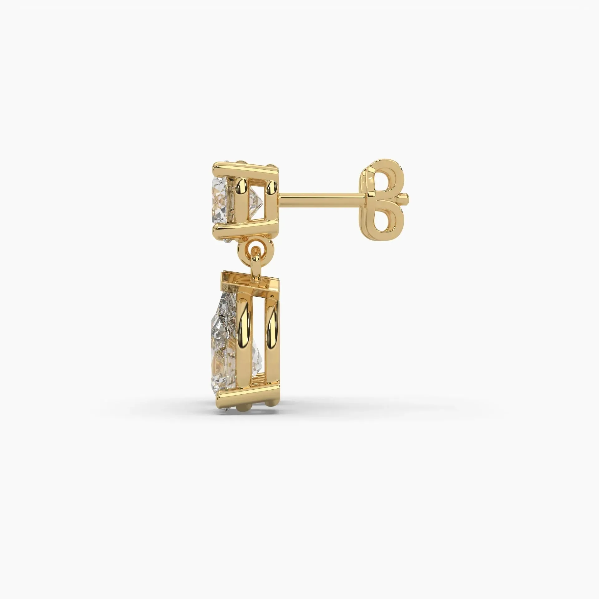 5ct Round and Pear Lab Grown Diamond Drop Earrings | Push Back Stud Earrings | 14k Gold