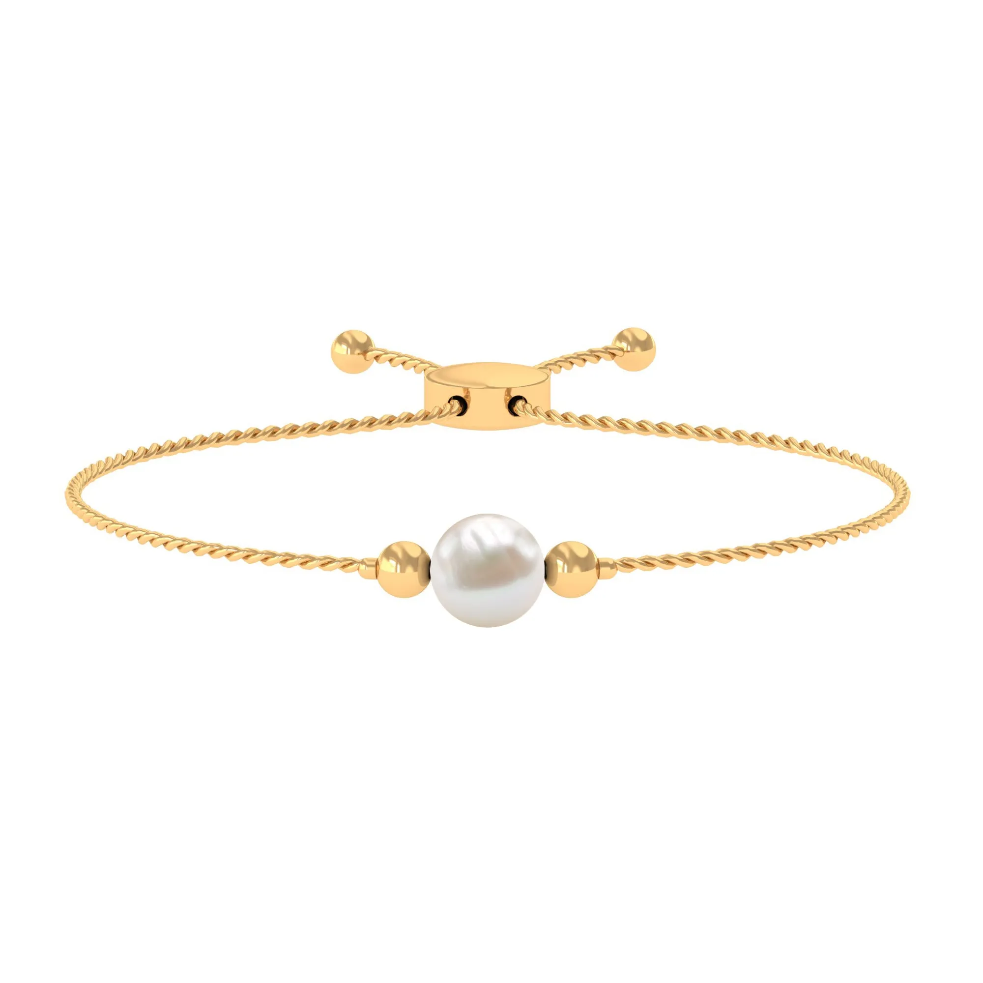 7.50 CT Freshwater Pearl Solitaire Bolo Bracelet in Gold