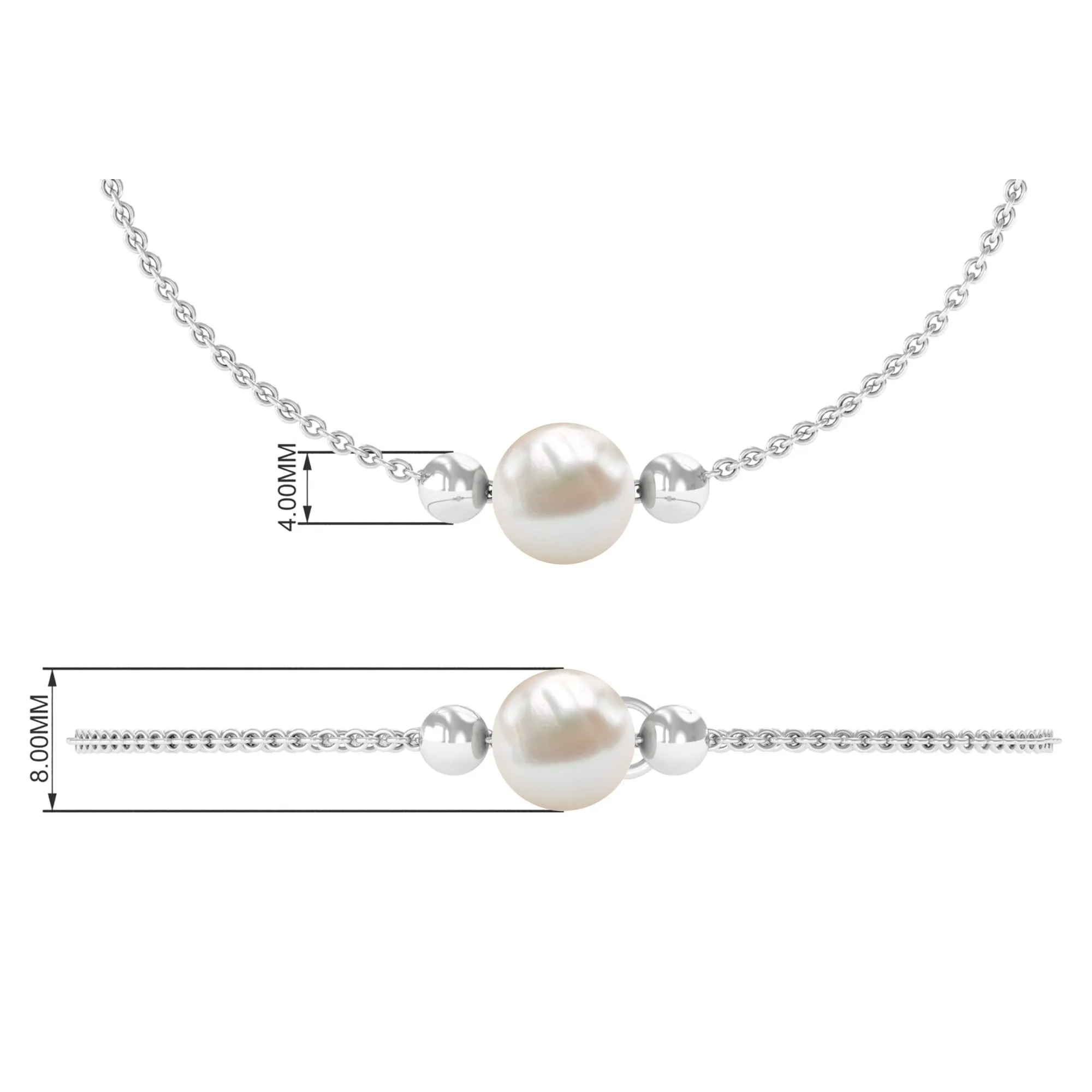 7.50 CT Freshwater Pearl Solitaire Bolo Bracelet in Gold
