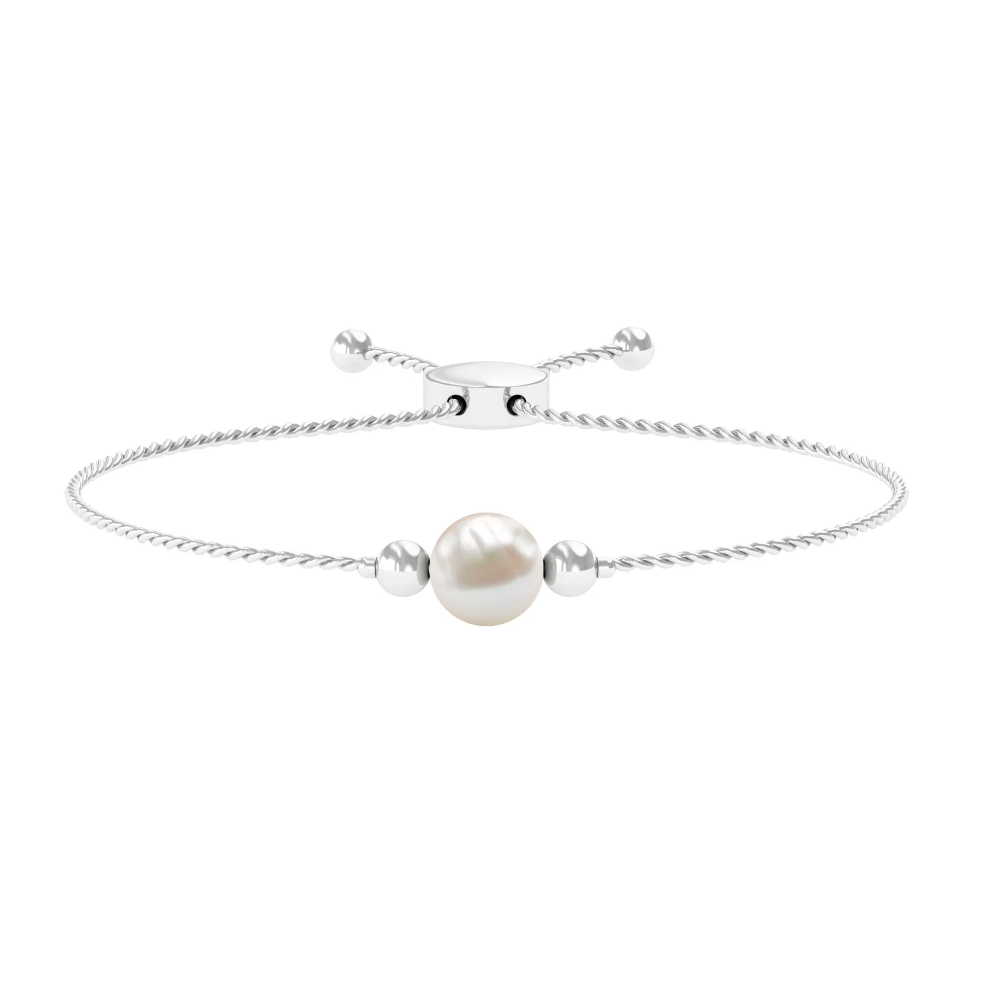 7.50 CT Freshwater Pearl Solitaire Bolo Bracelet in Gold