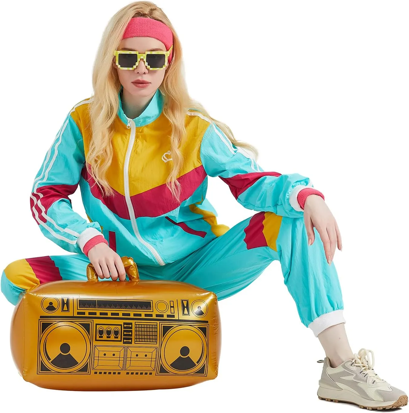 80s Tracksuit for Men Women Retro Windbreaker Set 80s 90s Outfit for Men 80s Track Suit for Couple 90s Shell Suit