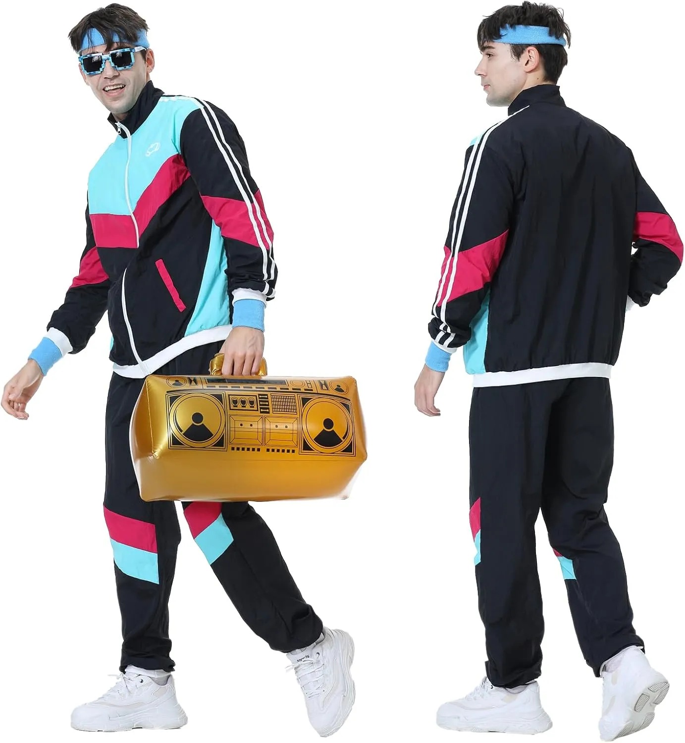 80s Tracksuit for Men Women Retro Windbreaker Set 80s 90s Outfit for Men 80s Track Suit for Couple 90s Shell Suit