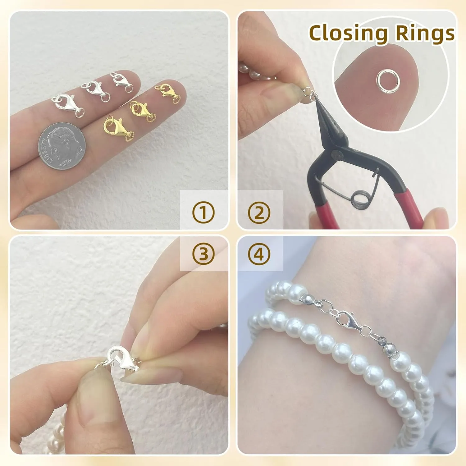 925 Sterling Silver Lobster Claw Clasps with 2 Closed Jump Rings, Necklace Clasp Sterling Silver Bracelet Clasps and Closures for Jewelry Making(Made in Italy)
