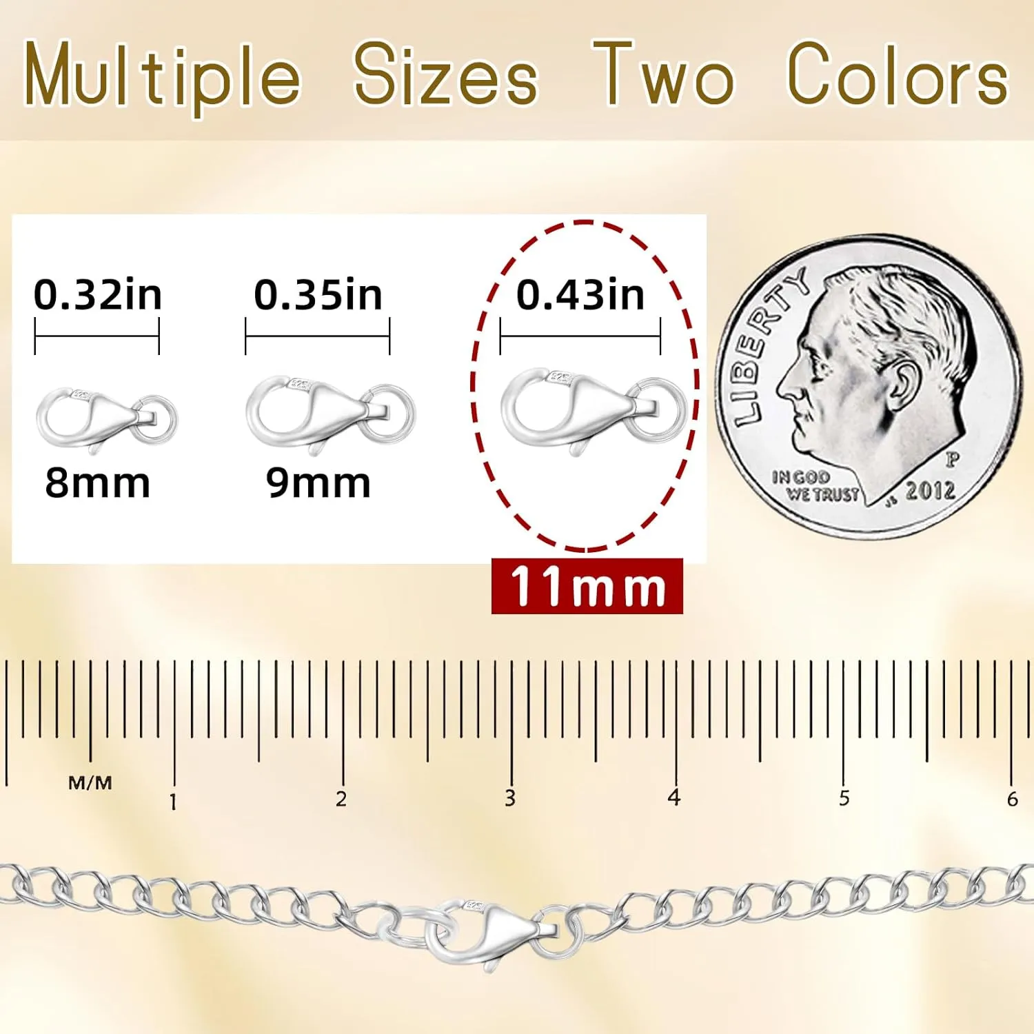 925 Sterling Silver Lobster Claw Clasps with 2 Closed Jump Rings, Necklace Clasp Sterling Silver Bracelet Clasps and Closures for Jewelry Making(Made in Italy)