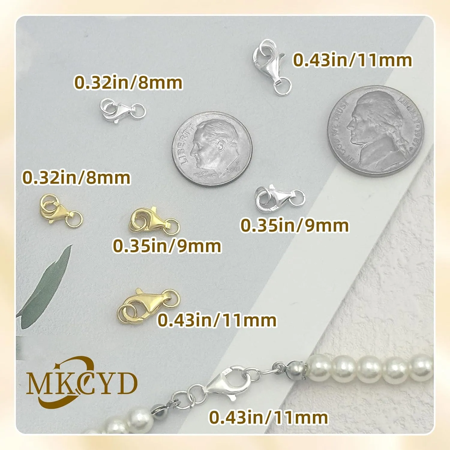 925 Sterling Silver Lobster Claw Clasps with 2 Closed Jump Rings, Necklace Clasp Sterling Silver Bracelet Clasps and Closures for Jewelry Making(Made in Italy)