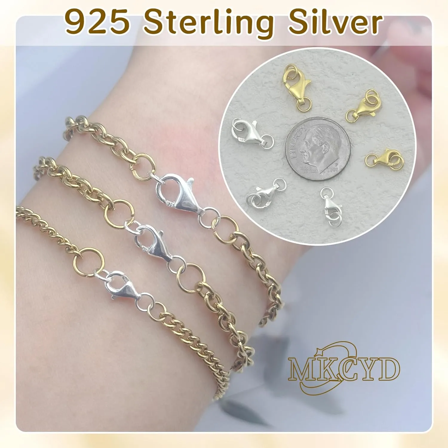 925 Sterling Silver Lobster Claw Clasps with 2 Closed Jump Rings, Necklace Clasp Sterling Silver Bracelet Clasps and Closures for Jewelry Making(Made in Italy)