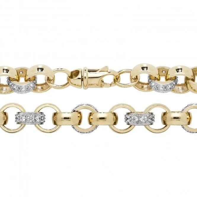 9ct Yellow Gold Belcher Chain with Zirconia Stones CH461CZ