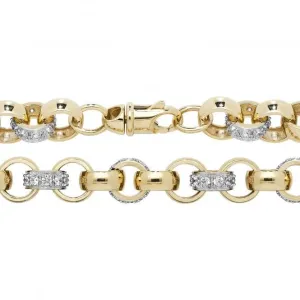 9ct Yellow Gold Belcher Chain with Zirconia Stones CH461CZ