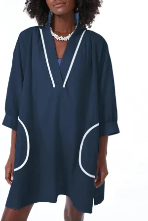 Ailoqing Swimsuit Coverup Womens V Neck 3/4 Sleeve Casual Shirt Dress with Pockets