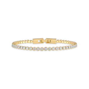 Alexa Leigh- Lenore Crystal Tennis Bracelet - Yellow Gold 7 "