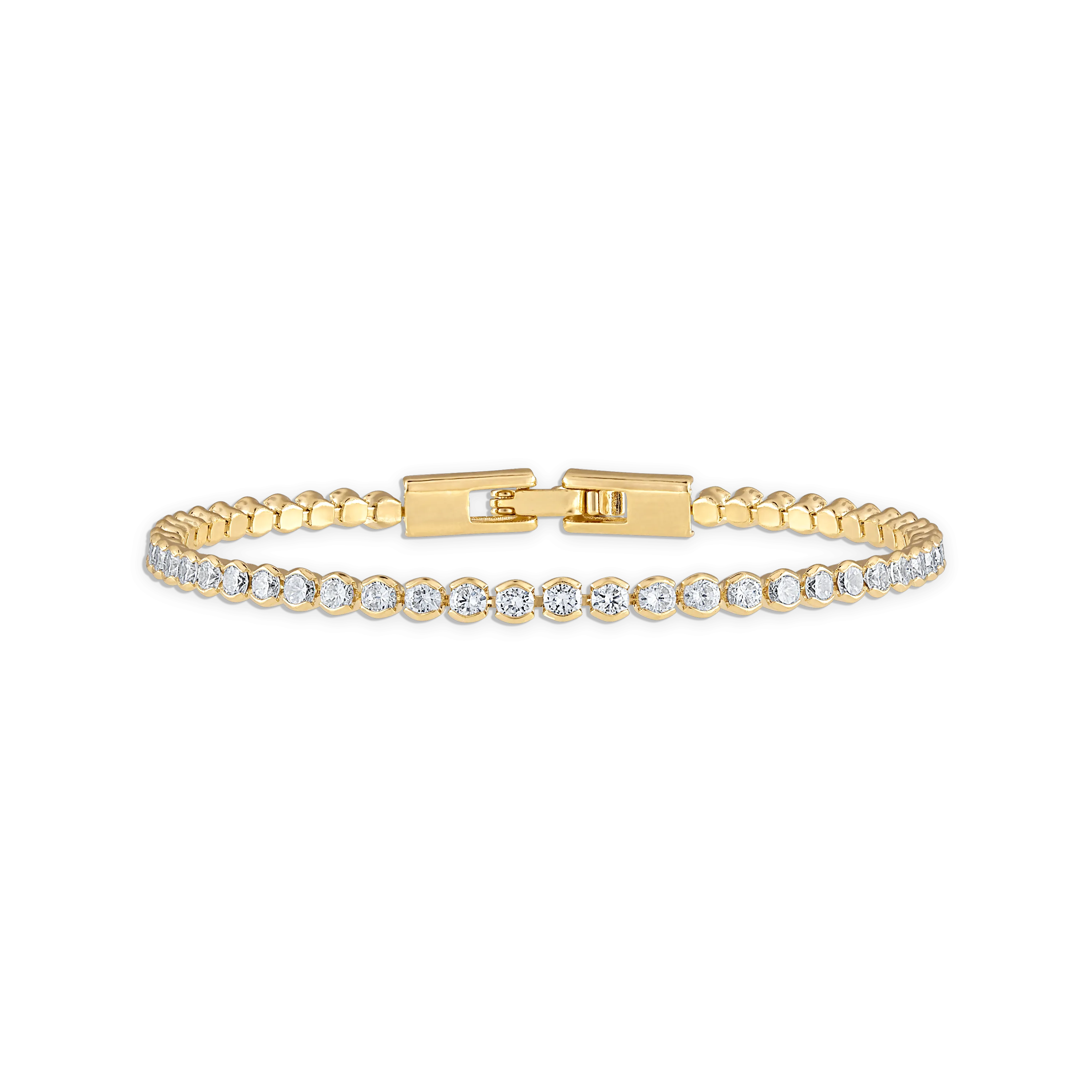 Alexa Leigh- Lenore Crystal Tennis Bracelet - Yellow Gold 7 "