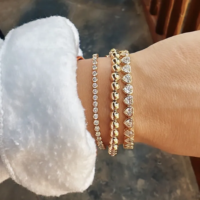 Alexa Leigh- Lenore Crystal Tennis Bracelet - Yellow Gold 7 "