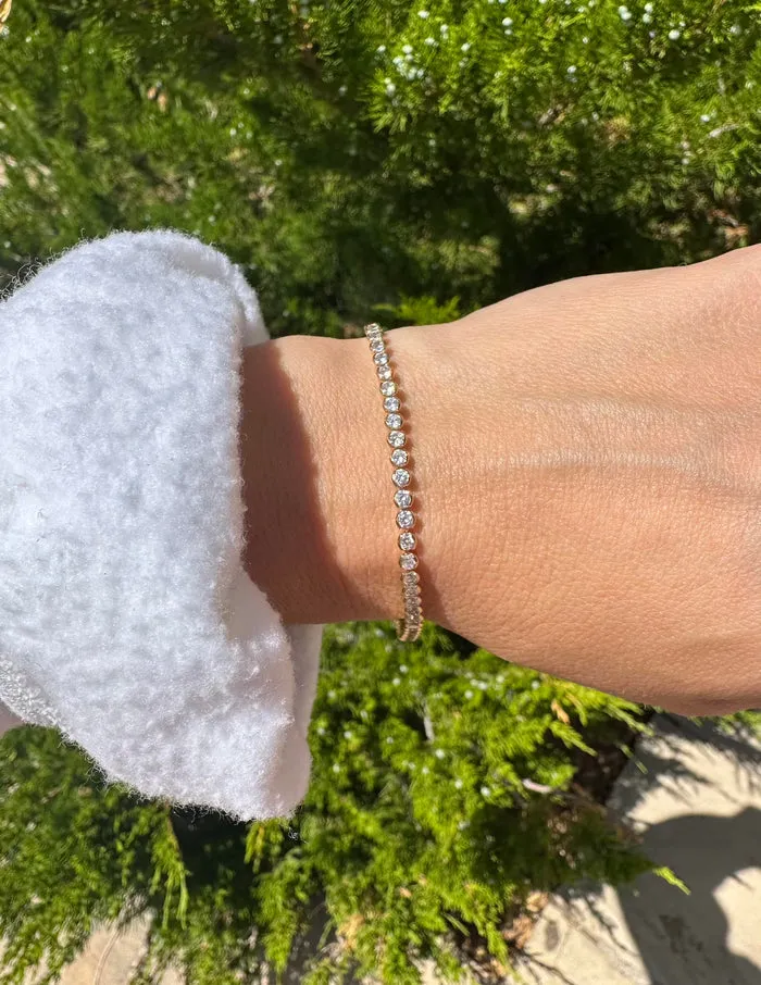 Alexa Leigh- Lenore Crystal Tennis Bracelet - Yellow Gold 7 "