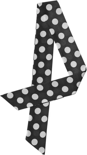 Allegra K 50s Skinny Silky Scarf Polka Dots Waistband Long Narrow Neckscarf Bag Handle Accessory
