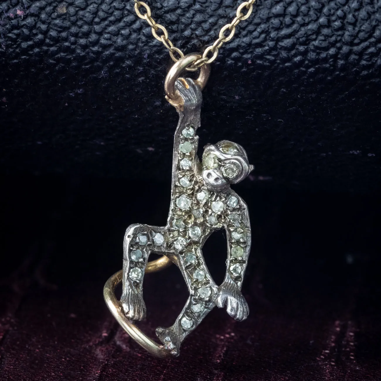 Antique Edwardian Diamond Pearl Monkey Brooch