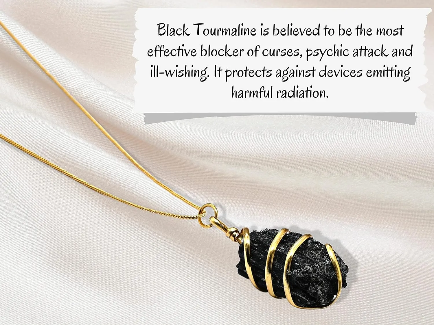 Black Tourmaline Necklace - Raw Healing Crystal Necklace for Teen Girl Gifts - Gold Jewelry for Women - Gold Necklaces for Women - Cute Trendy Stuff Gifts Aesthetic Necklace