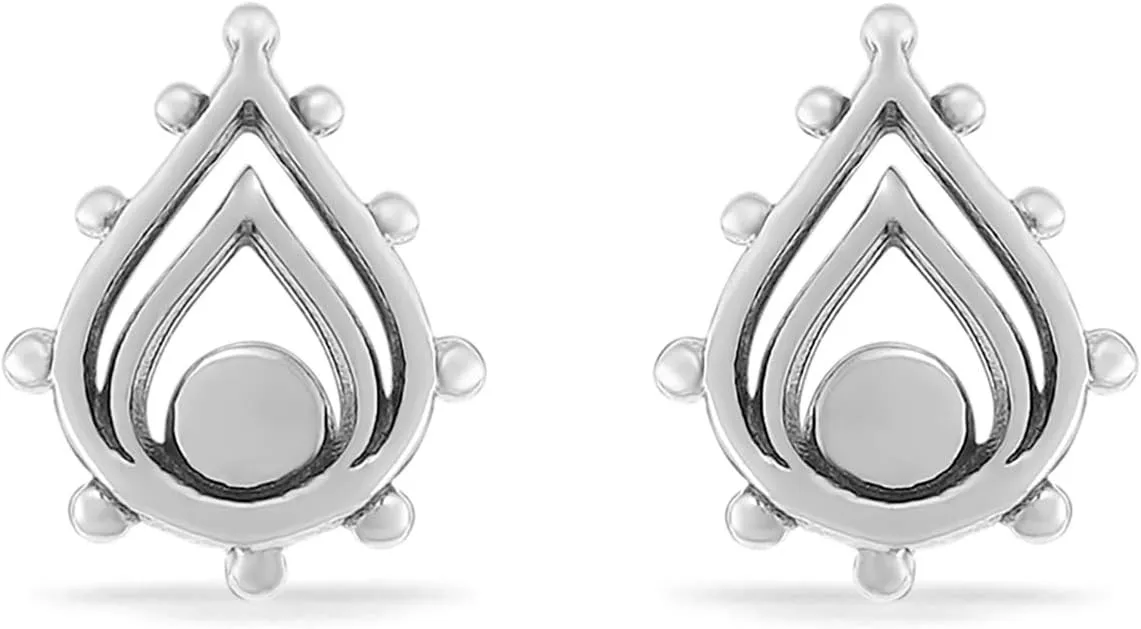 Boma Jewelry Sterling Silver Balinese Tribal Boho Teardrop Stud Earrings