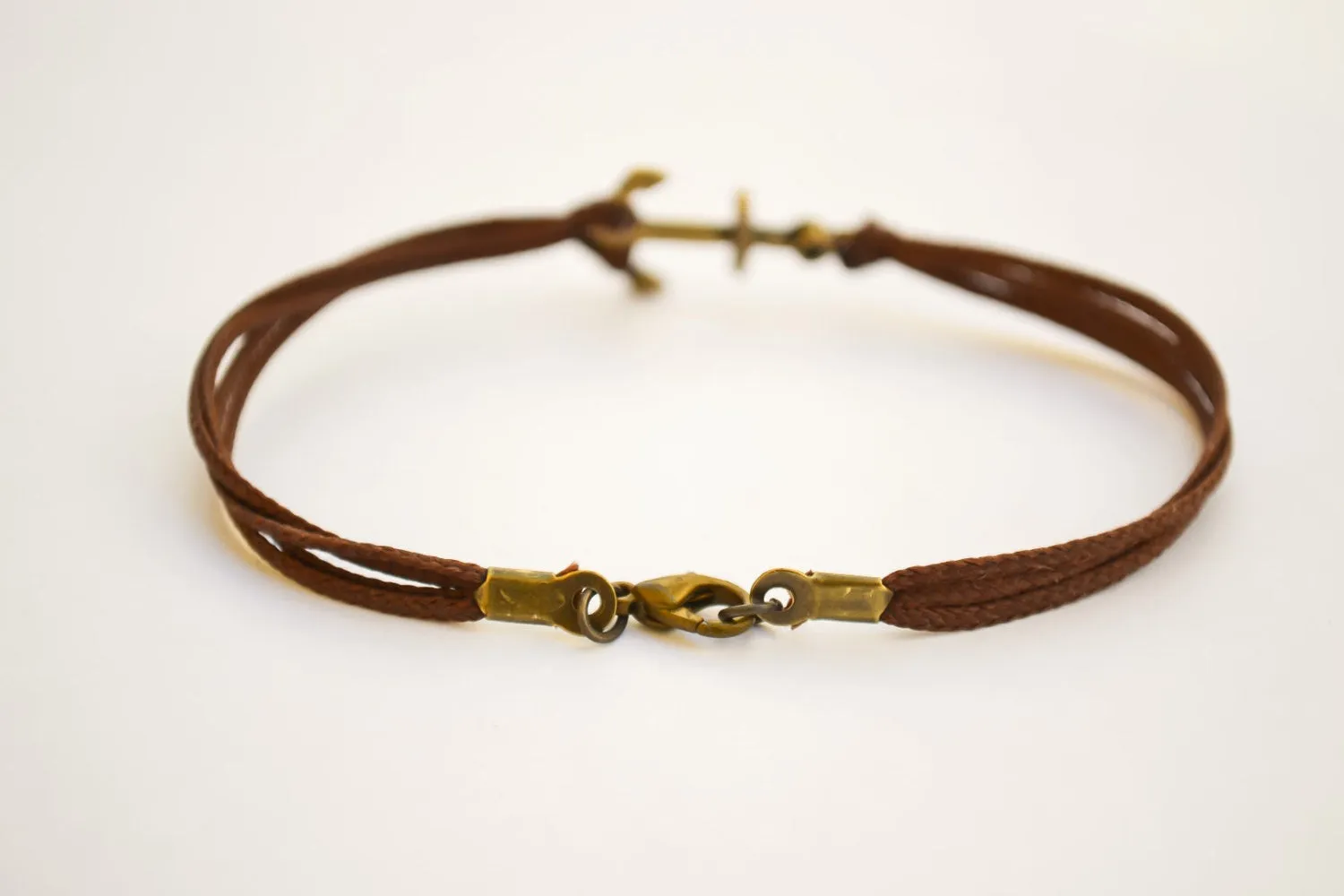 Bronze Anchor cord bracelet for men, brown cords, gift for him