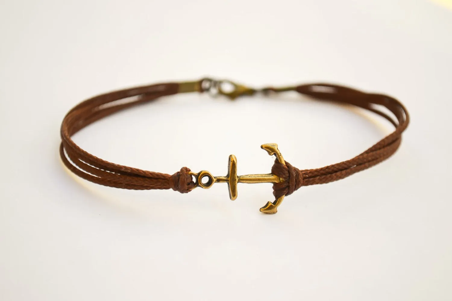 Bronze Anchor cord bracelet for men, brown cords, gift for him