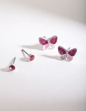 Butterfly Diamante Earring Set