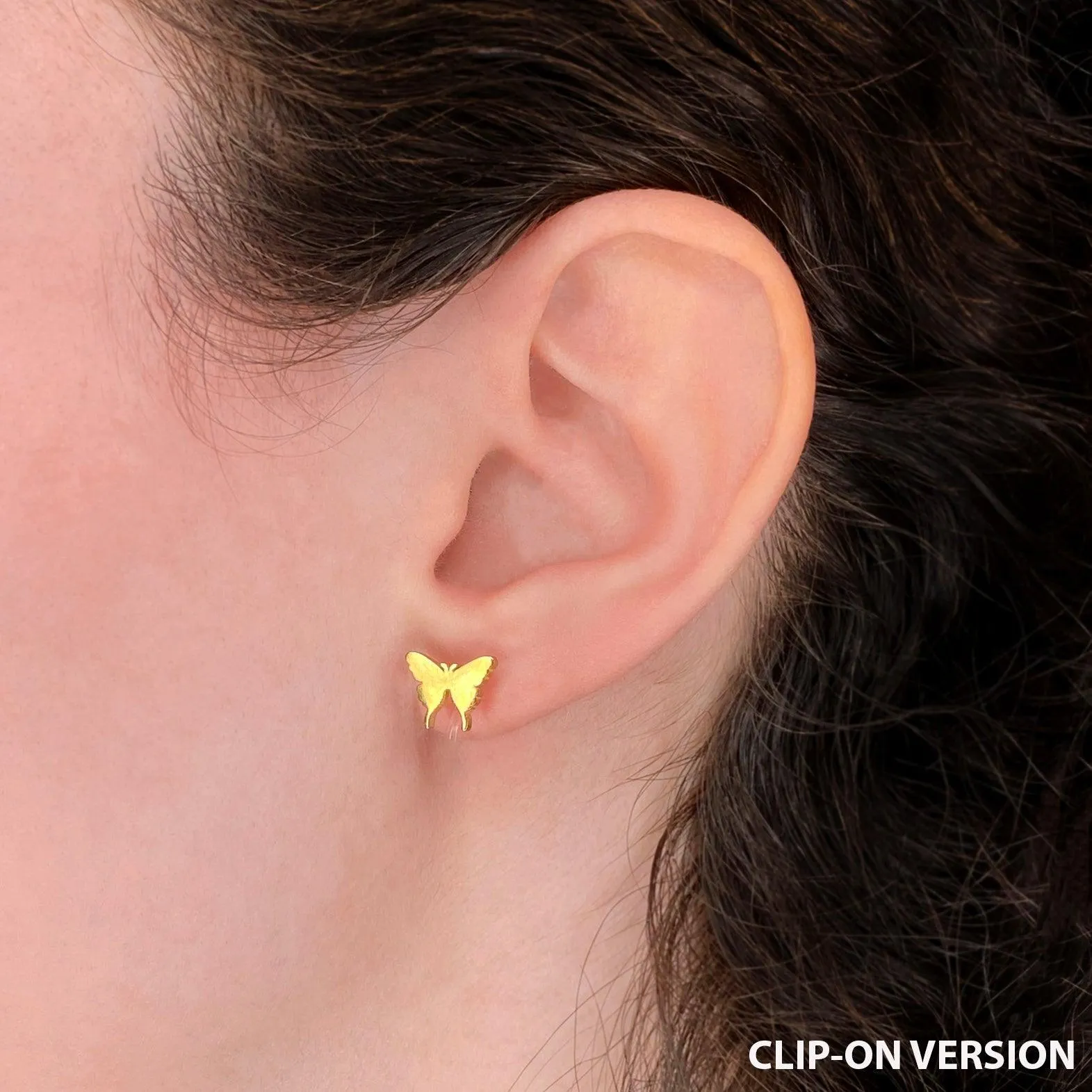 BUTTERFLY STUD CLIP-ON EARRINGS IN GOLD