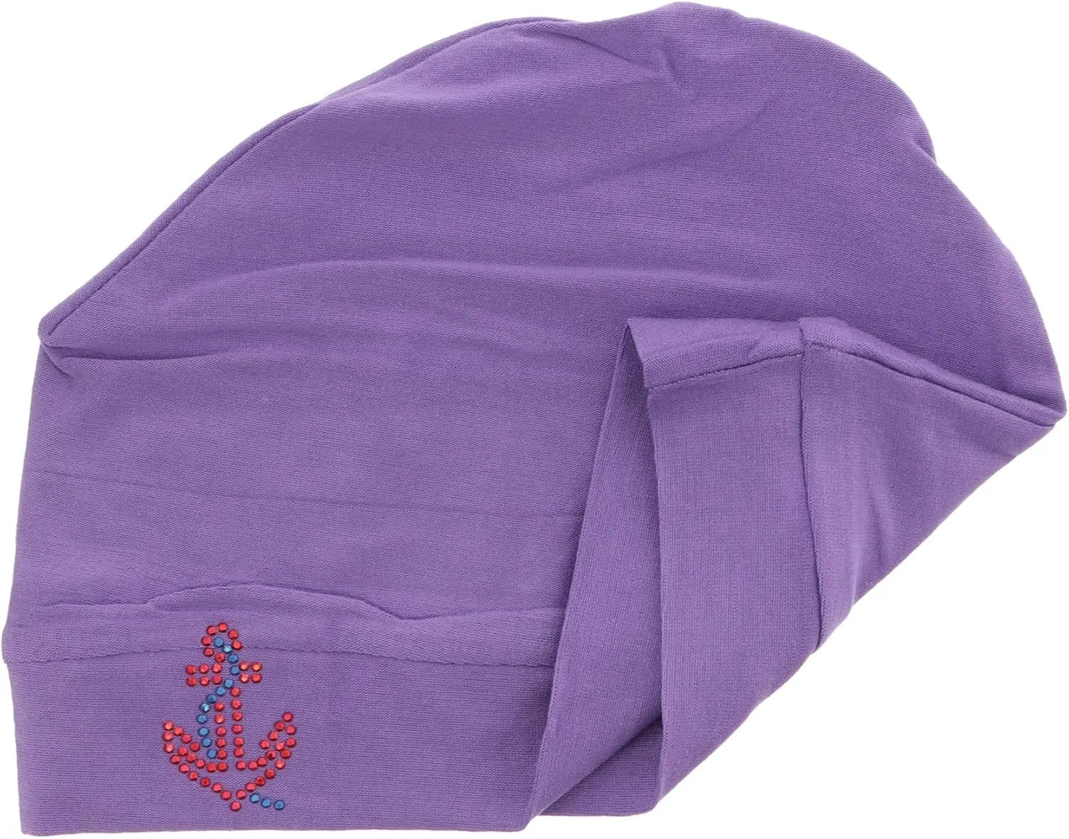 Chemo Beanie Sleep Cap with Red Stud Anchor Applique