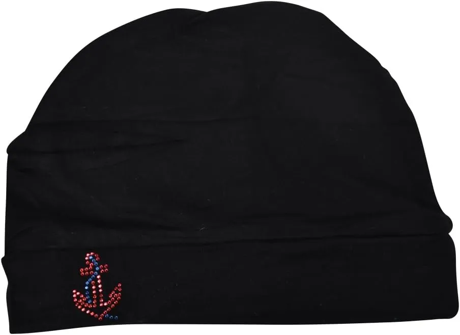 Chemo Beanie Sleep Cap with Red Stud Anchor Applique