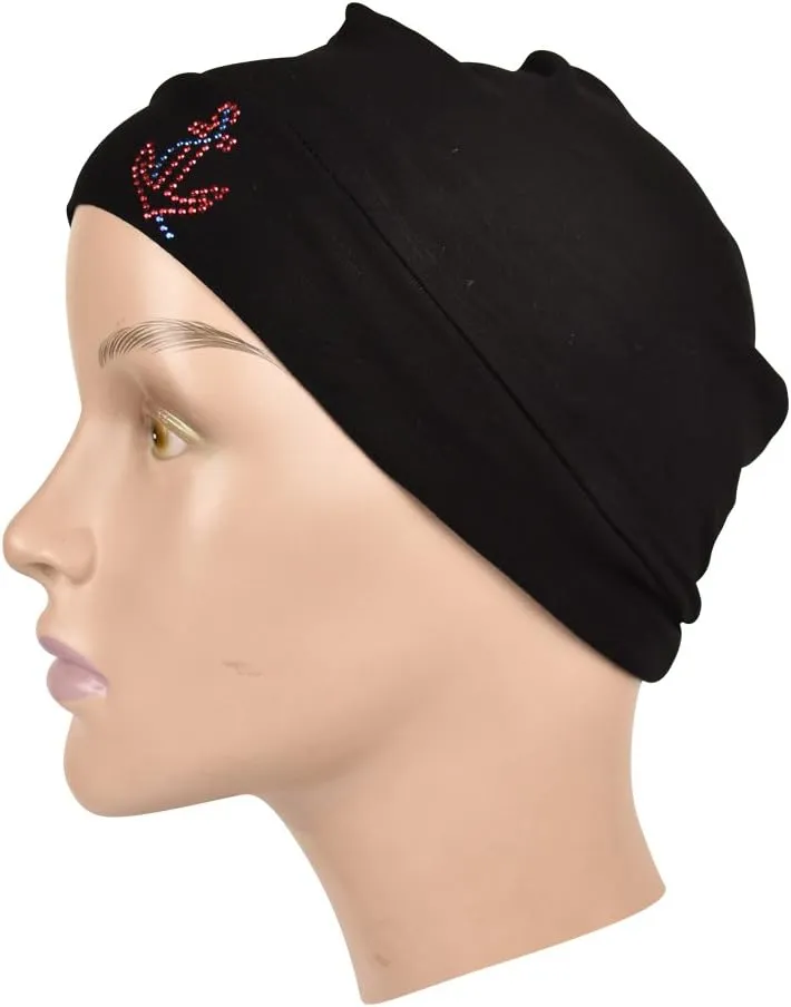 Chemo Beanie Sleep Cap with Red Stud Anchor Applique
