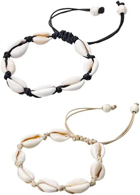 COLORFUL BLING 6 pcs Womens Anklet Bracelets Neclace with Shell Boho Beach Seashell Ankle Bracelet Adjustable Summer Surfer Cowrie Anklet Beach Foot Jewelry