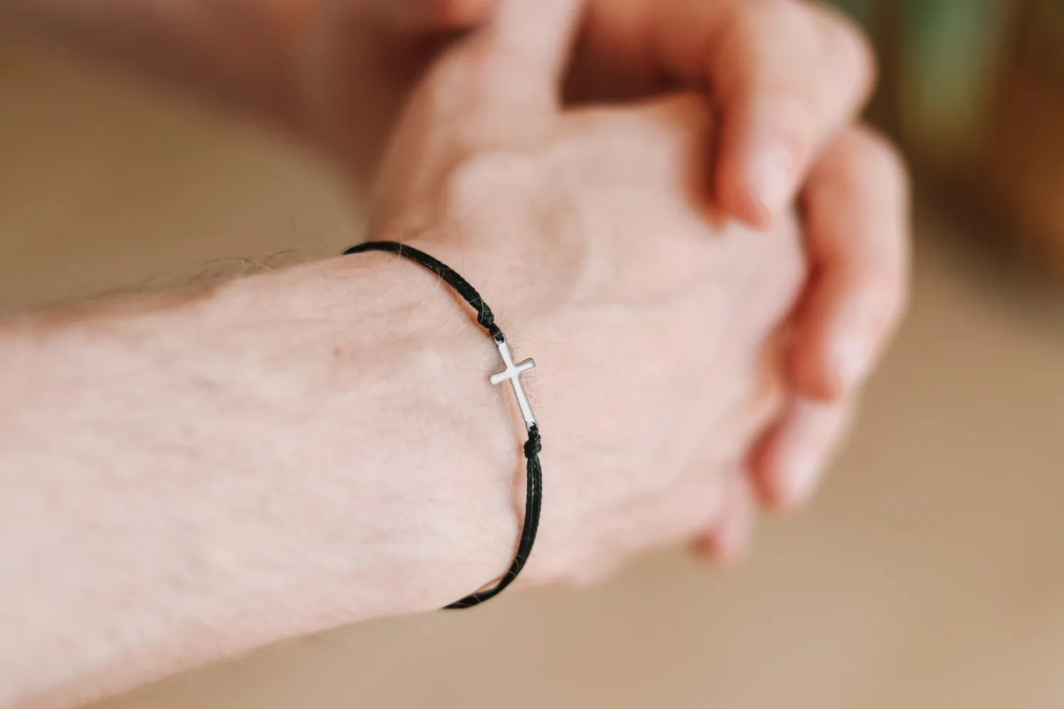 Cross bracelet for men, waterproof, men's bracelet silver stainless steel cross charm