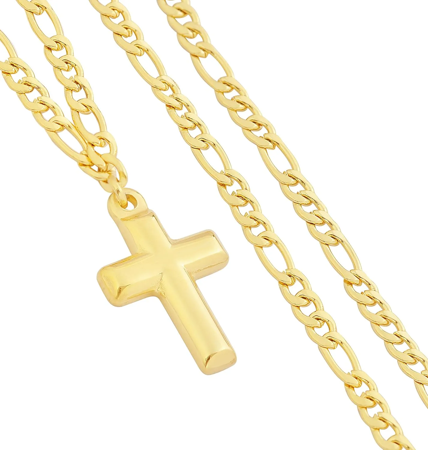 Edforce Stainless Steel 20 inch Figaro Link Chain Cross Necklace and Matching Bracelet, 20"