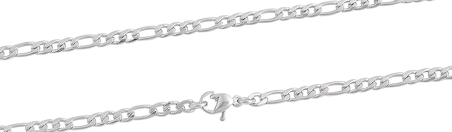 Edforce Stainless Steel 20 inch Figaro Link Chain Cross Necklace and Matching Bracelet, 20"