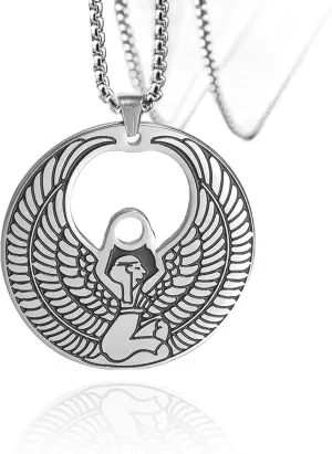 Egyptian Goddess Isis Necklace for Men Women Egypt Symbol Winged Isis Stainless Steel Vintage Wiccan Pagan Amulet jewelry for Gift