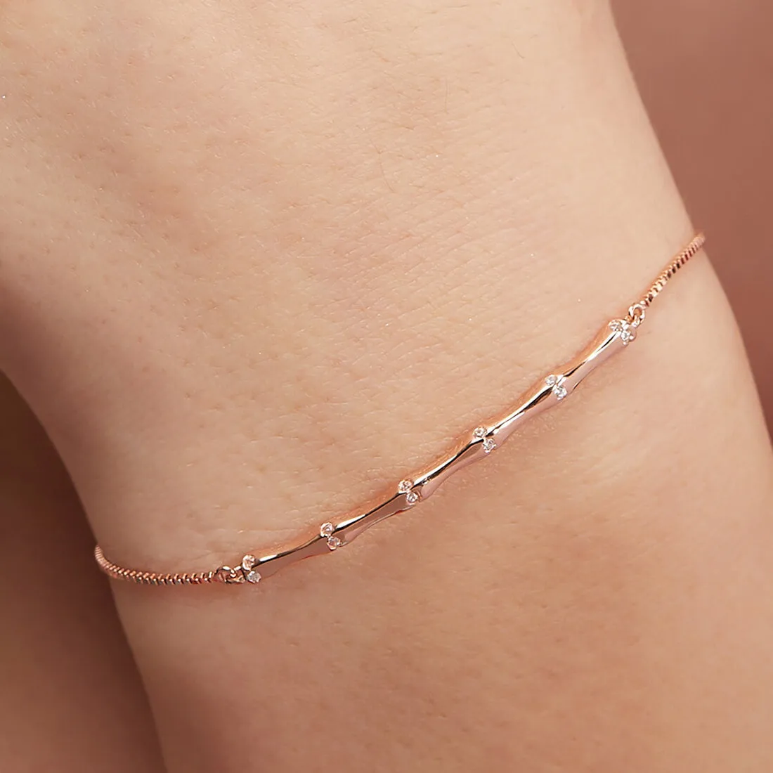 Elegant Bamboo 925 Silver Bracelet - Valentines Edition with Gift Box